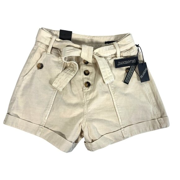 BLANKNYC Exposed Button Twill Self Belted Cargo Shorts Camel Size 28 NWT - Picture 4 of 16